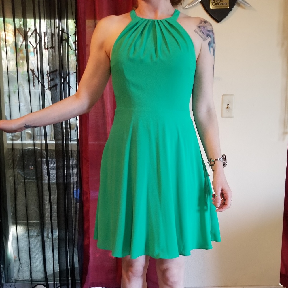 Bright green dress
